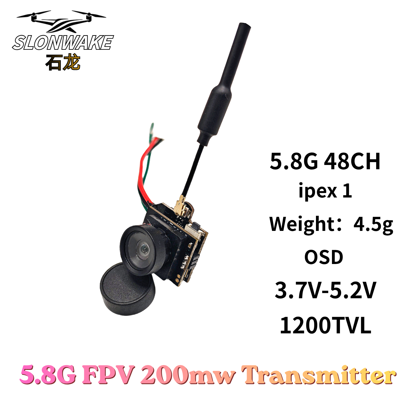 Slonwake 5.8G 48CH 200mW FPV D - Drone Camera recension och pris