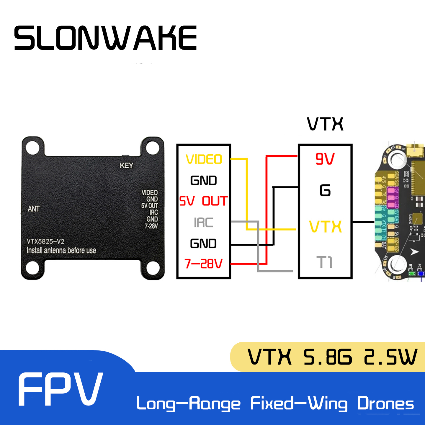 SLONWAKE 5.8G 48CH FPV Transmi - Drone Receiver recension och pris